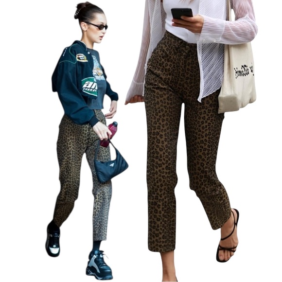 VTG 90s FENDI Zucca Leopard High Waist Straight Crop Jeans Pants ASO Bella Hadid - Picture 16 of 16